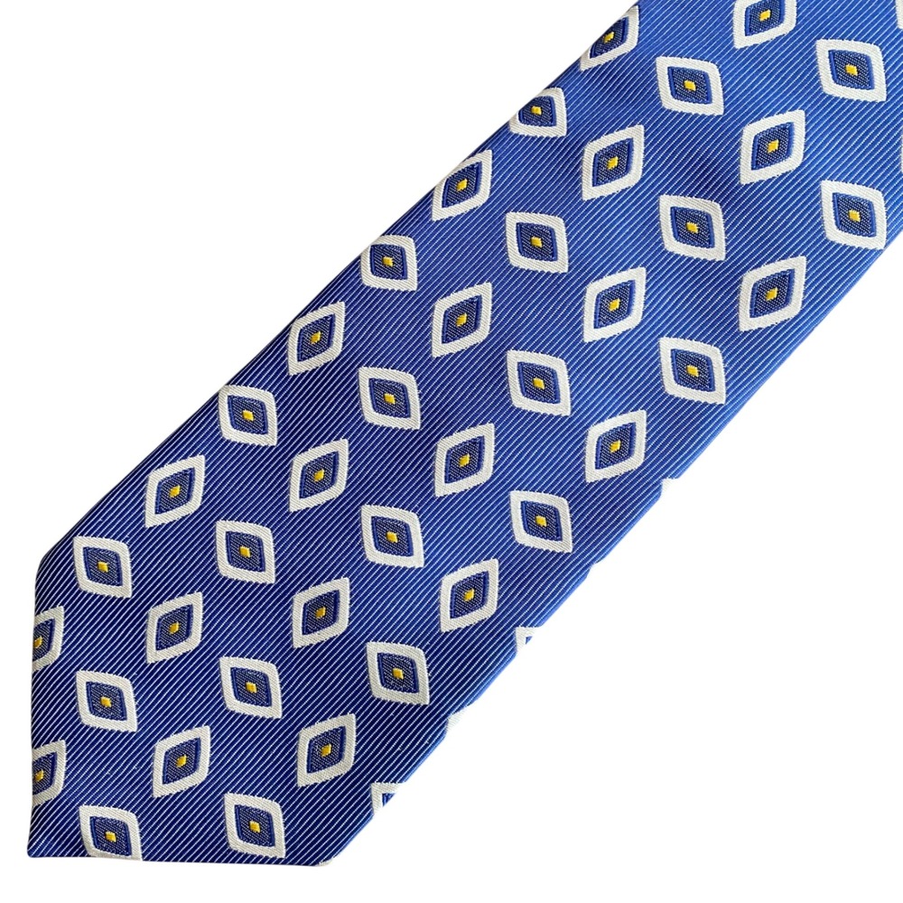 VTG‎ Turnbull & Asser Bergdorf Goodman Blue Geometric Silk Tie Made in England